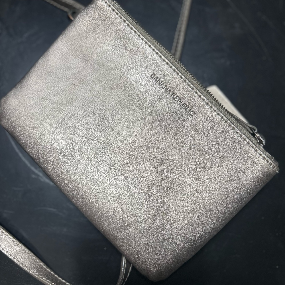 Banana Republic Silver Metallic Crossbody Bag